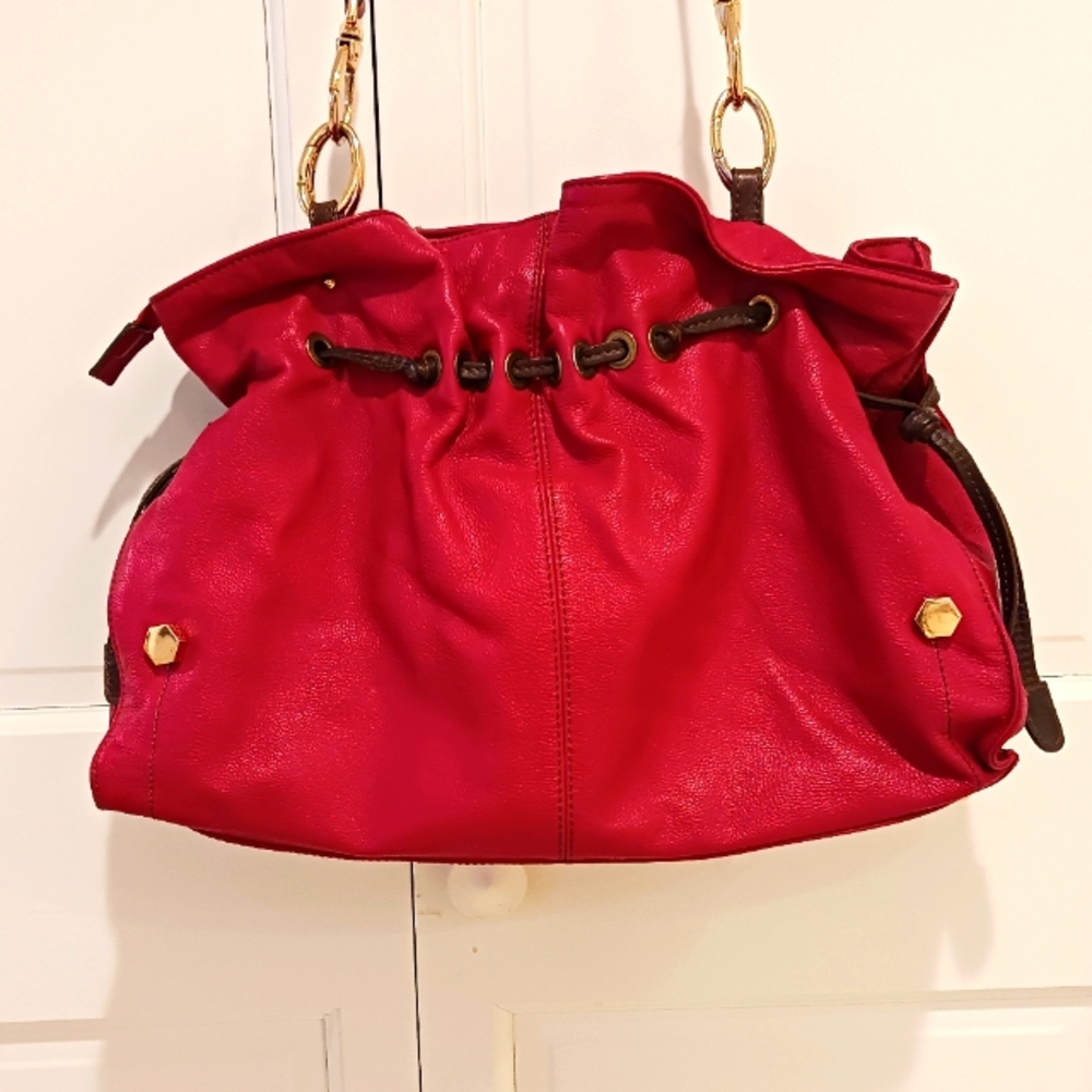Pulicati large red leather tote